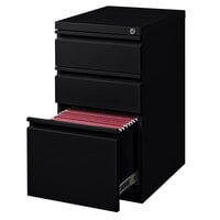 Hirsh Industries 18575 Black Mobile Pedestal Letter File Cabinet with 2 Box Drawers and 1 File Drawer - 15 inch x 19 7/8 inch x 27 3/4 inch
