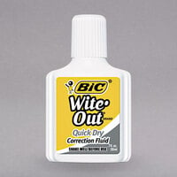 Bic WOFQD12WE Wite-Out Quick Dry Corrective Fluid 20 mL Bottle - 12/Pack
