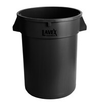 Lavex Janitorial 32 Gallon Black Round Commercial Trash Can