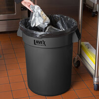 Lavex Janitorial 32 Gallon Black Round Commercial Trash Can