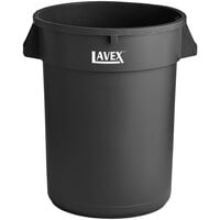 Lavex 32 Gallon Black Round Commercial Trash Can