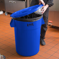 Lavex Janitorial 44 Gallon Blue Round Commercial Trash Can Lid
