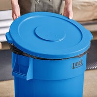 Lavex Janitorial 44 Gallon Blue Round Commercial Trash Can Lid