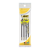 Bic MRM41 4 Color Medium Point Retractable Ballpoint Pen Refill - 4/Pack
