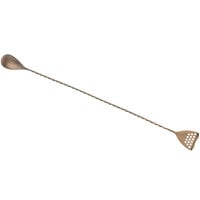 Barfly M37072ACP 15 3/4 inch Antique Copper-Plated Finish Stainless Steel Bar Spoon with Strainer