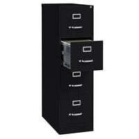 Hirsh Industries 16699 Black Four-Drawer Vertical Letter File Cabinet - 15 inch x 26 1/2 inch x 52 inch