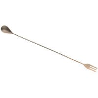 Barfly M37016ACP 15 3/4 inch Antique Copper-Plated Finish Stainless Steel Bar Spoon with Fork End