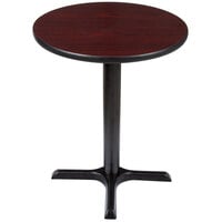 Lancaster Table & Seating Standard Height Table with 24" Round Reversible Cherry / Black Table Top and Cross Cast Iron Base Plate