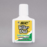 Bic WOFEC12WE Wite-Out Extra Coverage Corrective Fluid 20 mL Bottle   - 12/Pack