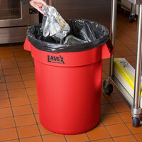 Lavex Janitorial 32 Gallon Red Round Commercial Trash Can