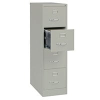 Hirsh Industries 16700 Gray Four-Drawer Vertical Letter File Cabinet - 15 inch x 26 1/2 inch x 52 inch