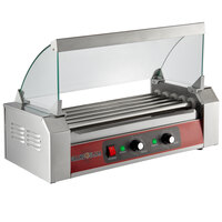 Grand Slam 12 Hot Dog Roller Grill with 5 Rollers and Sneeze Guard - 110V, 750W