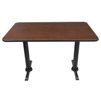 Lancaster Table & Seating Standard Height Table with 30" x 48" Reversible Walnut / Oak Table Top and Straight Cast Iron Table Base Plates