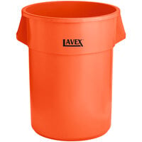 Lavex 55 Gallon Orange Round High Visibility Commercial Trash Can