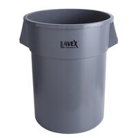 Lavex Janitorial 55 Gallon Gray Round Commercial Trash Can