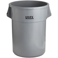 Lavex 55 Gallon Gray Round Commercial Trash Can