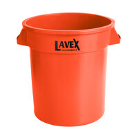 Lavex Janitorial 10 Gallon Orange Round High Visibility Commercial Trash Can / Ingredient Bin