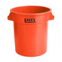 Lavex 10 Gallon Orange Round High Visibility Commercial Trash Can / Ingredient Bin
