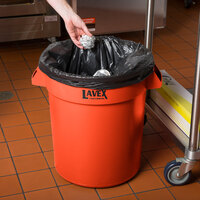 Lavex Janitorial 20 Gallon Orange Round High Visibility Commercial Trash Can / Ingredient Bin