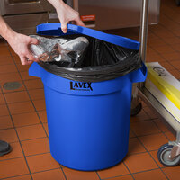Lavex Janitorial 20 Gallon Blue Round Commercial Trash Can Lid