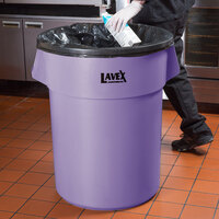 Lavex Janitorial 55 Gallon Purple Round Commercial Trash Can