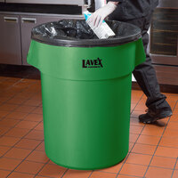 Lavex Janitorial 55 Gallon Green Round Commercial Trash Can