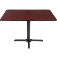 Lancaster Table & Seating Standard Height Table with 24 inch x 42 inch Reversible Cherry / Black Table Top and Cross Cast Iron Base Plate
