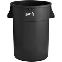 Lavex 44 Gallon Black Round Commercial Trash Can