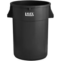 Lavex 44 Gallon Black Round Commercial Trash Can