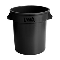 Lavex Janitorial 10 Gallon Black Round Commercial Trash Can / Ingredient Bin