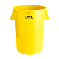 Lavex Janitorial 44 Gallon Yellow Round Commercial Trash Can