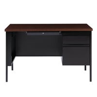 Hirsh Industries 20092 Black / Walnut Single Pedestal Desk - 48 inch x 30 inch x 29 1/2 inch