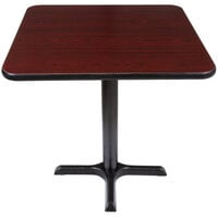 Lancaster Table & Seating Standard Height Table with 30 inch x 30 inch Reversible Cherry / Black Table Top and Cross Cast Iron Base Plate