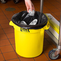 Lavex Janitorial 10 Gallon Yellow Round Commercial Trash Can / Ingredient Bin