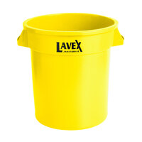 Lavex Janitorial 10 Gallon Yellow Round Commercial Trash Can / Ingredient Bin