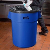 Lavex Janitorial 55 Gallon Blue Round Commercial Trash Can
