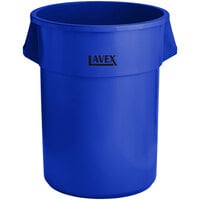 Lavex 55 Gallon Blue Round Commercial Trash Can