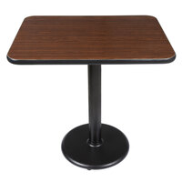 Lancaster Table & Seating Standard Height Table with 24" x 30" Reversible Walnut / Oak Table Top and Round Cast Iron Base Plate