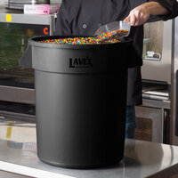 Lavex Janitorial 20 Gallon Black Round Commercial Trash Can / Ingredient Bin