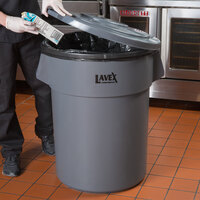 Lavex Janitorial 55 Gallon Gray Round Commercial Trash Can Lid