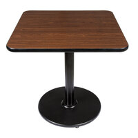 Lancaster Table & Seating Standard Height Table with 30" x 30" Reversible Walnut / Oak Table Top and Round Cast Iron Base Plate