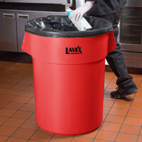 Lavex Janitorial 55 Gallon Red Round Commercial Trash Can