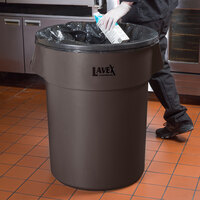 Lavex Janitorial 55 Gallon Brown Round Commercial Trash Can