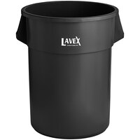 Lavex Janitorial 55 Gallon Black Round Commercial Trash Can