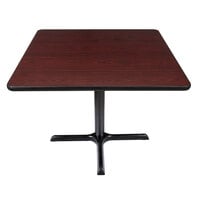 Lancaster Table & Seating Standard Height Table with 36" x 36" Reversible Cherry / Black Table Top and Cross Cast Iron Base Plate
