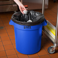 Lavex Janitorial 20 Gallon Blue Round Commercial Trash Can / Ingredient Bin
