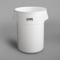 Lavex Janitorial 55 Gallon White Round Commercial Trash Can