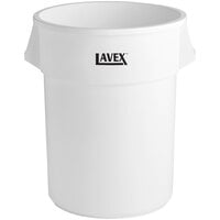 Lavex 55 Gallon White Round Commercial Trash Can