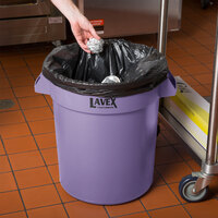 Lavex Janitorial 20 Gallon Purple Round Commercial Trash Can / Ingredient Bin
