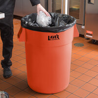 Lavex Janitorial 44 Gallon Orange Round High Visibility Commercial Trash Can